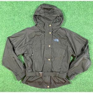 The North‎ Face Vintage Black Full-Zip Belted Nylon Winter Jacket Womens Sz 10